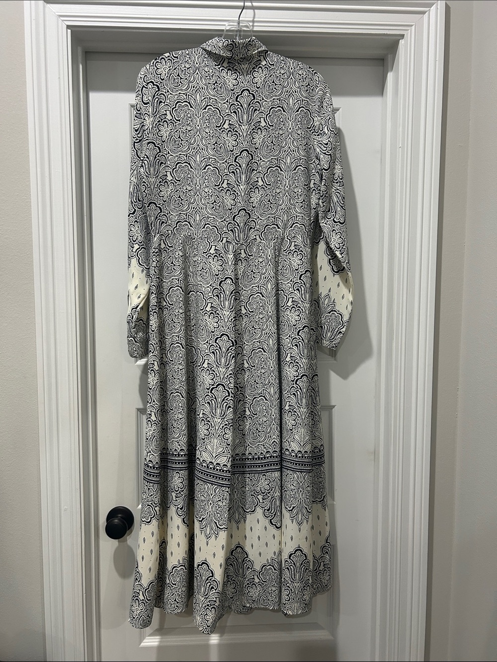 LOFT Navy & Cream Paisley Maxi Shirt Dress - Picture 3 of 4